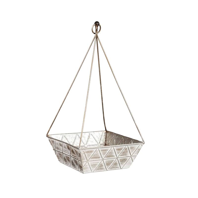 Geometric Embossed Metal Planter, (Set of 2)