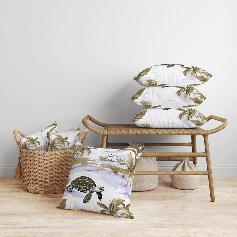 Sandy Shores Turtle Faux Suede Reversible Throw Pillow Olive and Green