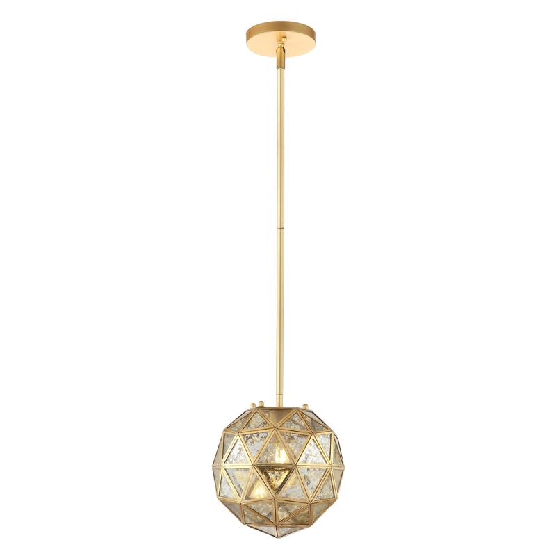 SAFAVIEH Lighting Cheong Pendant - 9" x 9" x 46.5" - Gold/Clear - 9Wx9Dx47H