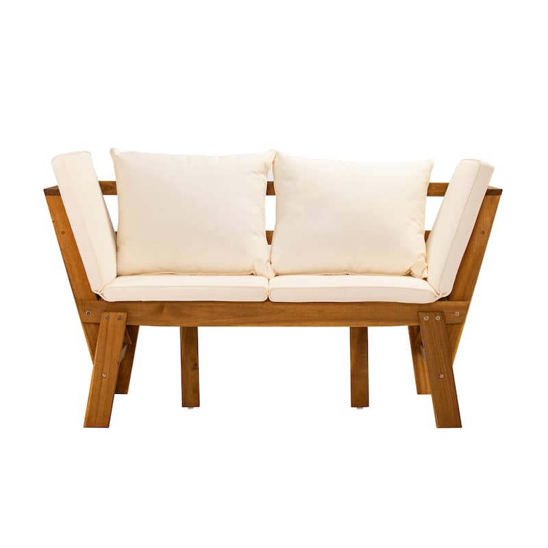 SEI Furniture Dolavon Outdoor Convertible Patio Lounge Loveseat Daybed