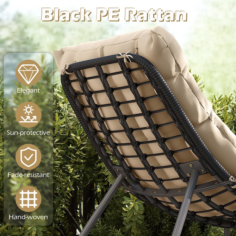 Costway 3 PCS Patio Furniture Set with Cushioned Papasan Chairs - See Details
