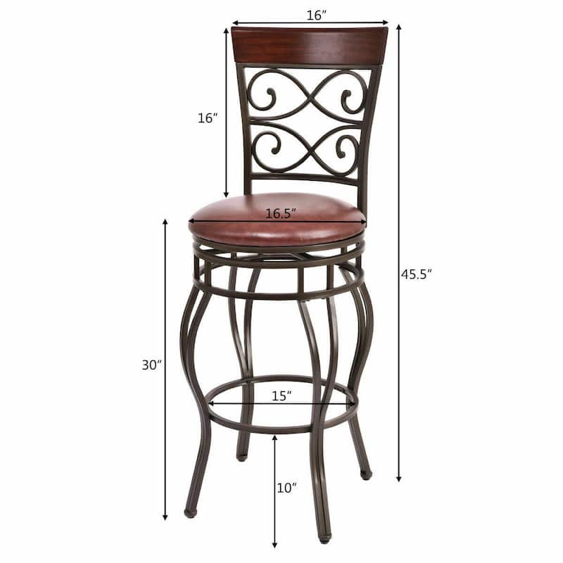 Gymax 2PCS Retro Swivel Bar Stools w/ Padded Seat Home Kitchen Pub - See Details