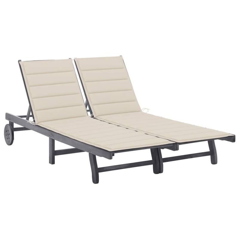 vidaXL Patio Lounge Chair Sunbed Sunlounger with Cushion Solid Acacia Wood