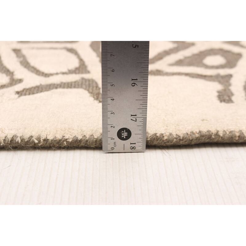 ECARPETGALLERY Hand Loomed Elysian Beige, Dark Brown Viscose, Wool Rug - 4'10 x 7'0