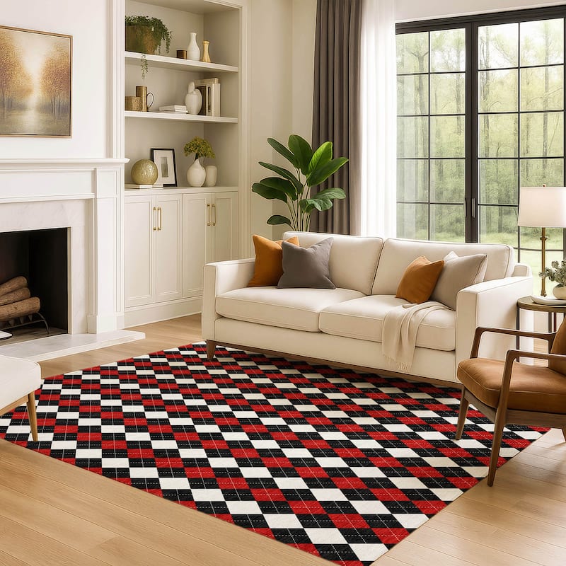 Premium Washable Super Soft Argyle Mayfield Rug