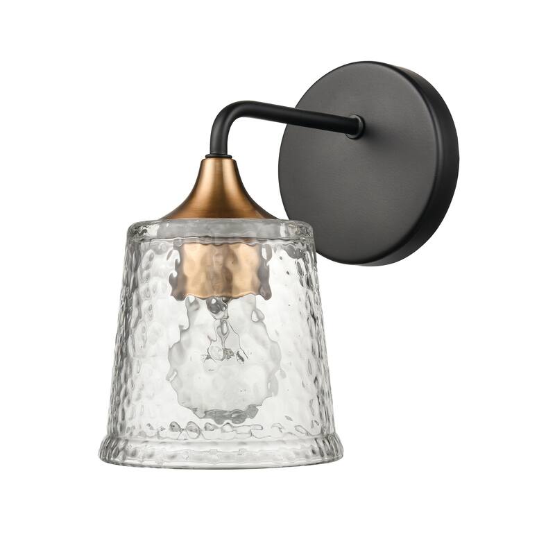 Elk Home Hamy Matte Black With Hammered Glass Vanity Light
