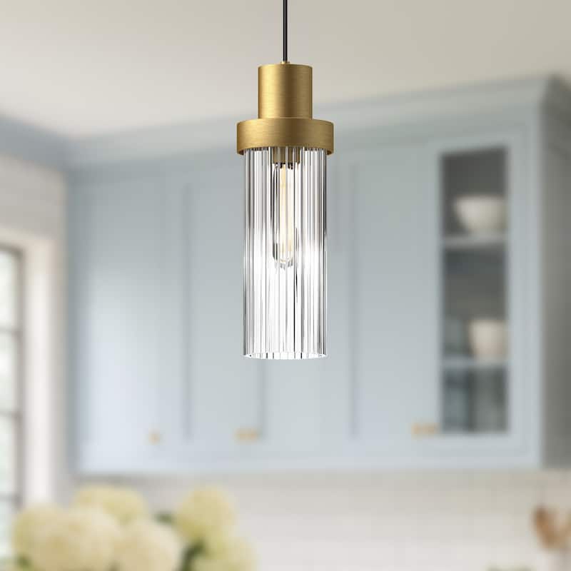 Alora Lighting PD435605CR Kent 5" Wide Mini Pendant with Clear Ribbed