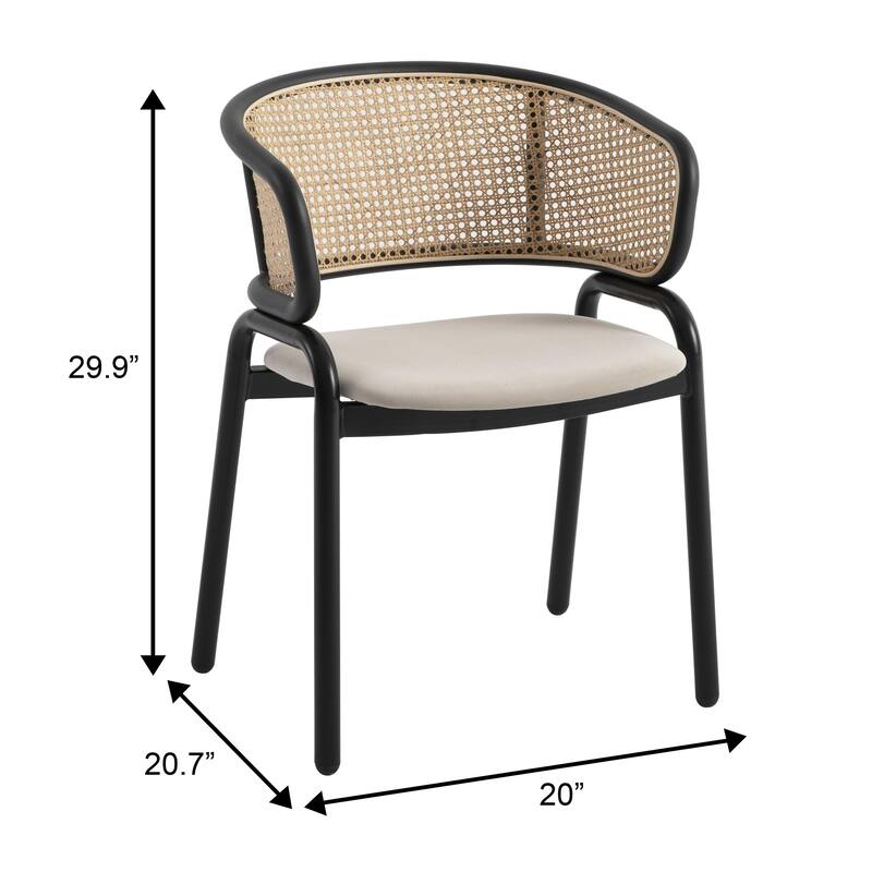 Ervilla Modern Mid Century Velvet Upholstered Dining Chair with Wicker Back Armchair for Dining Room and Kitchen (Set of 4)