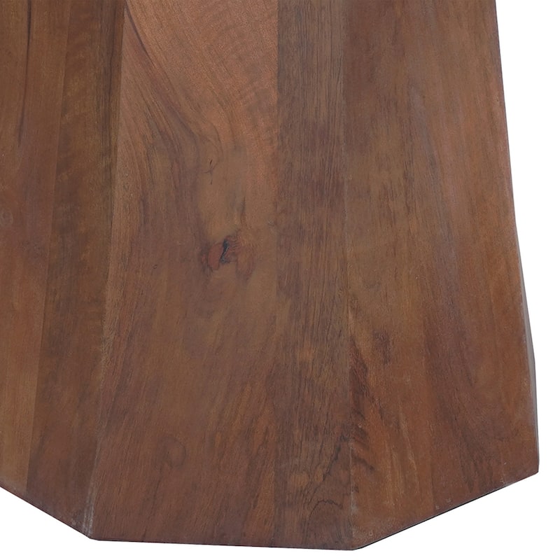 Koi Dining Table 42" Round Top Handmade Ambre Brown Mango Wood Octagonal Pedestal Base