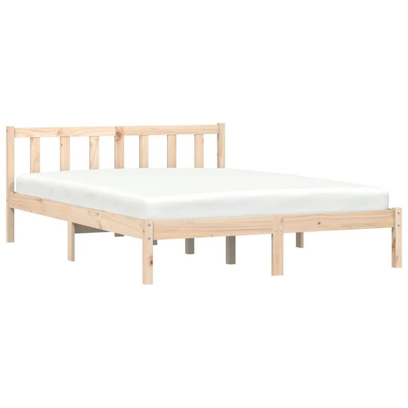 vidaXL Bed Frame Natural in Solid Pine Wood