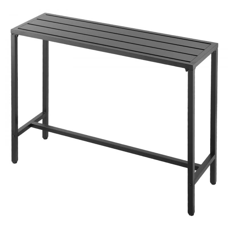 47x15 Inch Outdoor Bar Dining Table with Waterproof Top and Carbon Steel Frame for Balcony Yard or Hot Tub - 47”L x 15”W x 39”H
