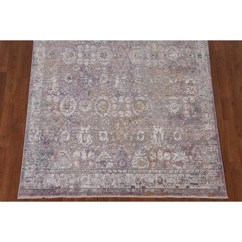 Purple Art & Craft Turkish Area Rug Machine Made Floral Carpet - 5'0" x 8'0"