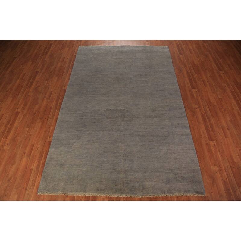 Gray Gabbeh Modern Area Rug Hand-Knotted Wool Carpet - 6'4" x 9'10"