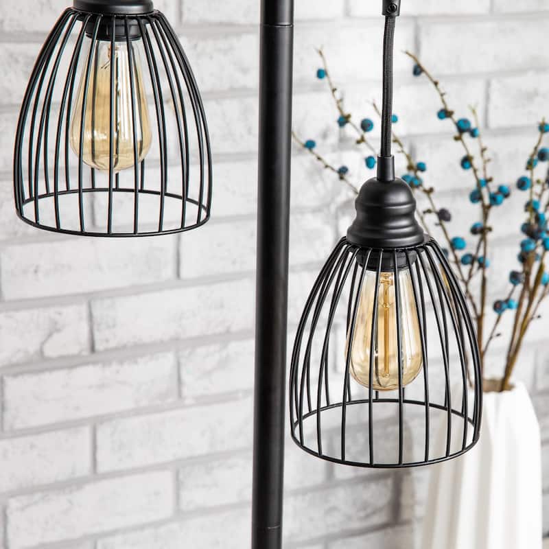 66" 3-Light Industrial Floor Lamp with 3 Bulbs Included