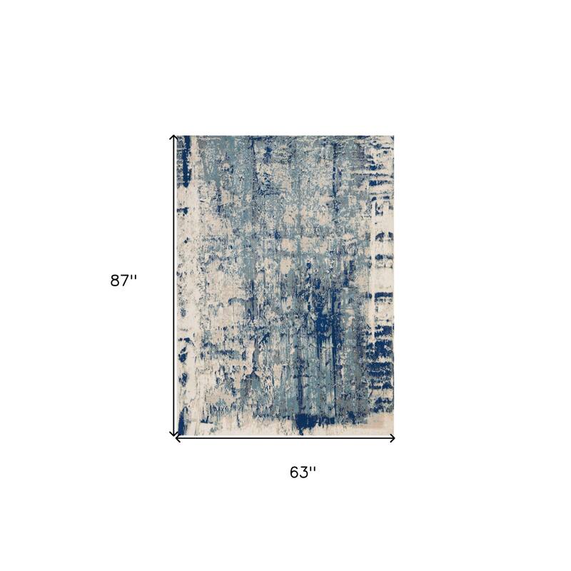 Buke Power Loomed Abstract Modern Non Skid Stain Resistant Area Rug By HomeRoots - 87' X '63' X '0.5