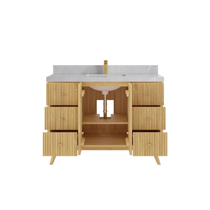 Willow Collections 48 in. W x 22 in. D Pasadena Solid Teak Single Sink Bathroom Vanity with Countertop