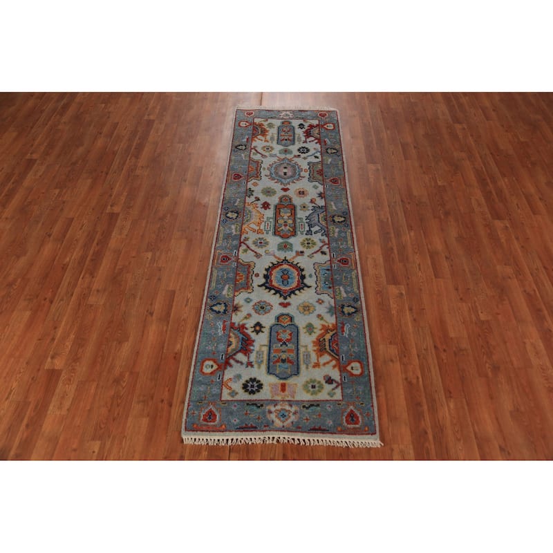 Oushak Indian Runner Rug Handmade Transitional Wool Carpet - 2'6"x 7'10"