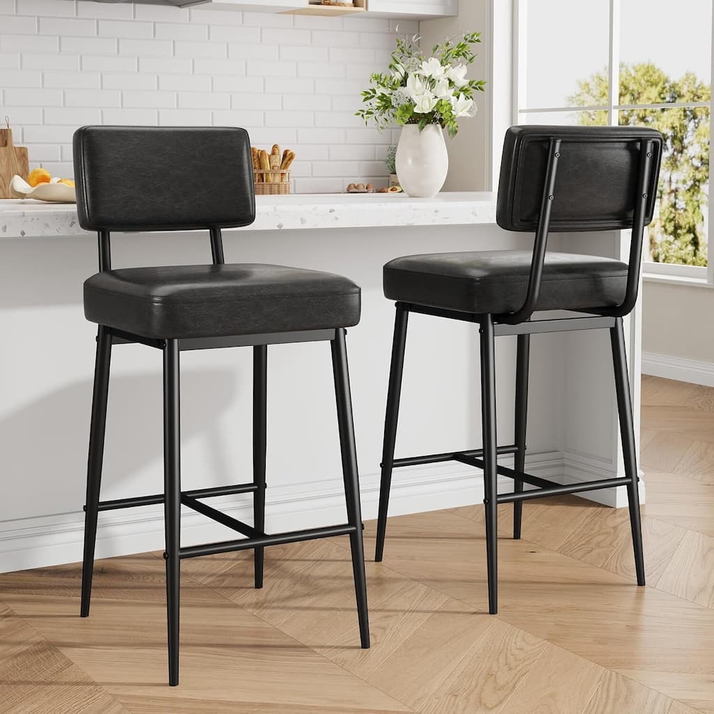 Modern Upholstered Counter Height Barstool Chairs Set of 2