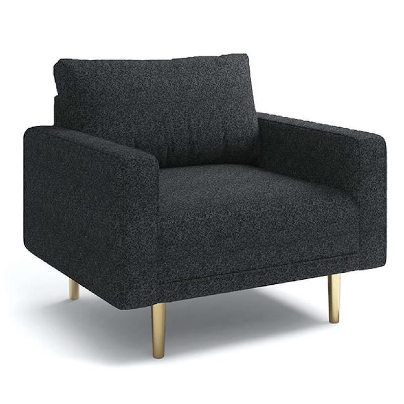 Remy Accent Sofa Chair, Black Boucle Seat with Metallic Undertone, Gold Legs
