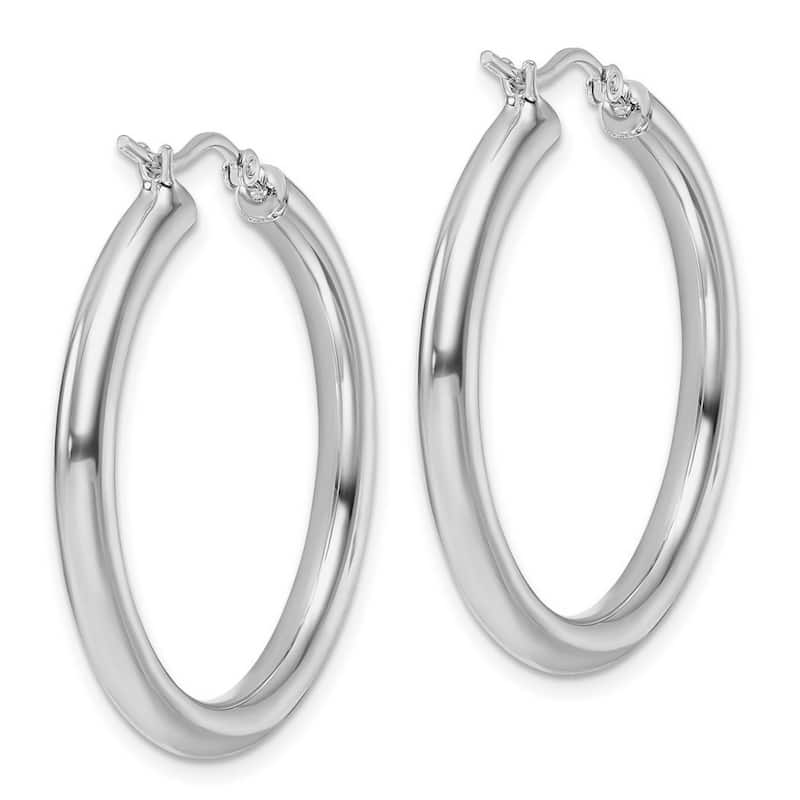 Curata 10k White Gold Polished Hinged Hoop Earrings - 30x29.3mm