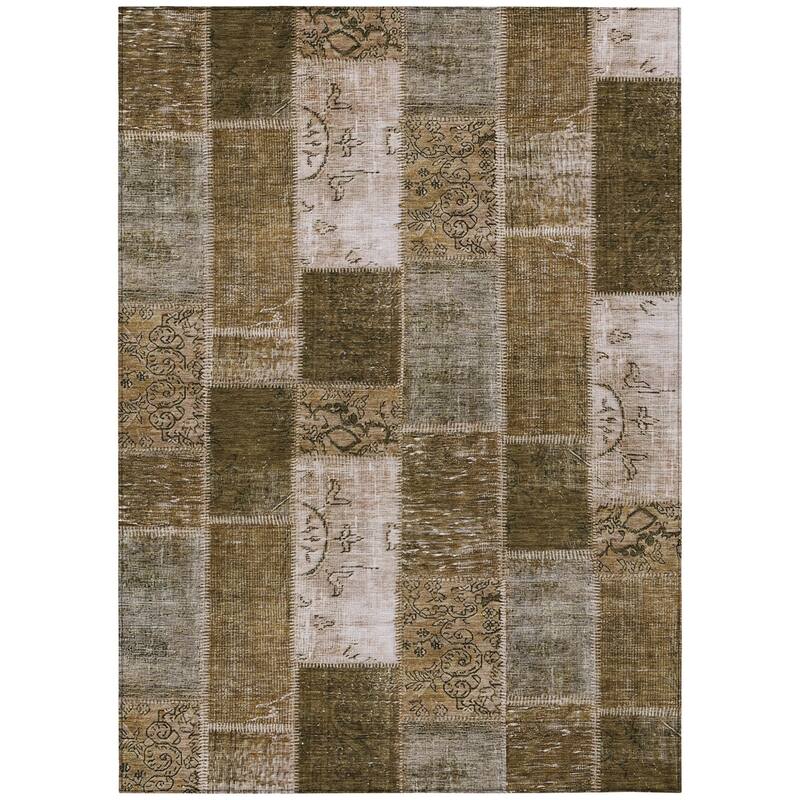 HomeRoots Patchwork Traditional Rectangle Outdoor Rug