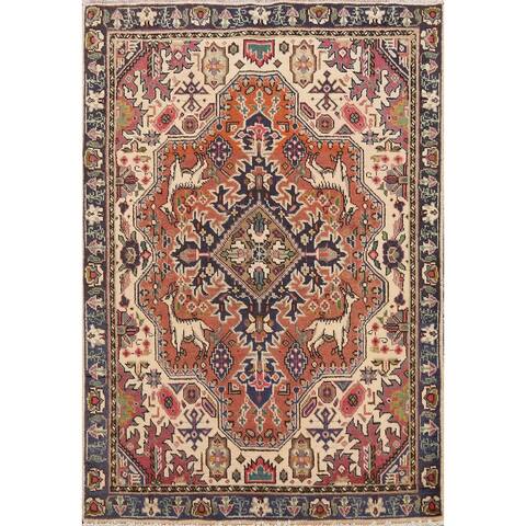 Animal Pictorial Traditional Tabriz Persian Rug Handmade Wool Carpet - 3'3" x 4'5"