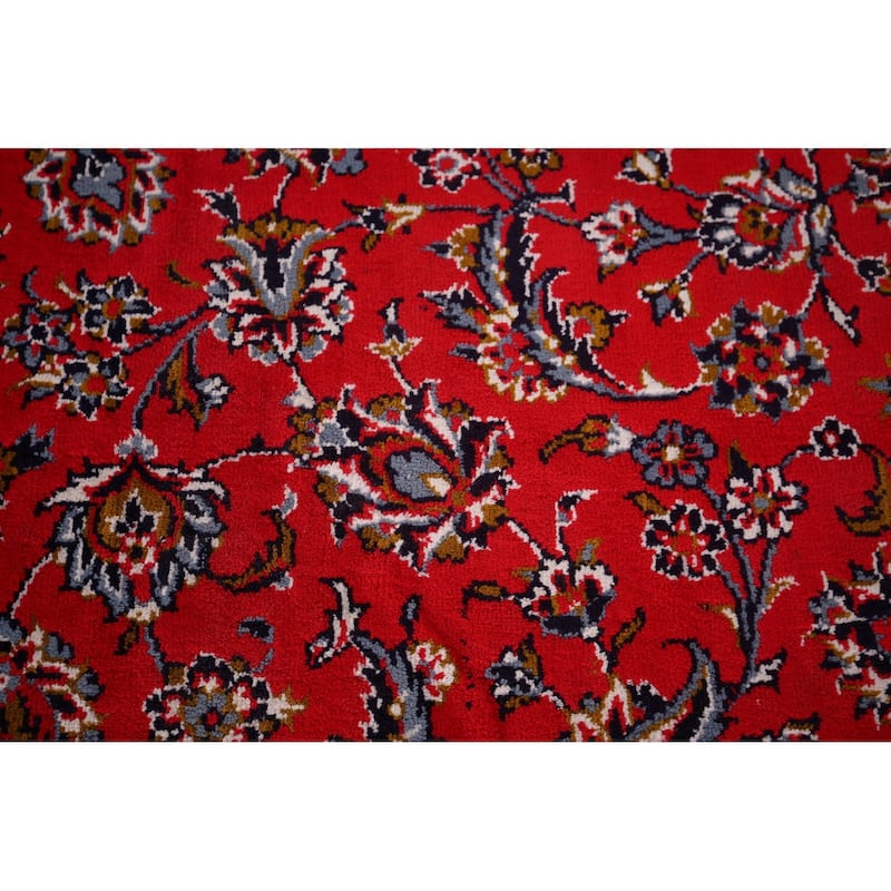 Red Kashan Turkish Area Rug Machine Made Bedroom Carpet - 9'9" x 12'0"