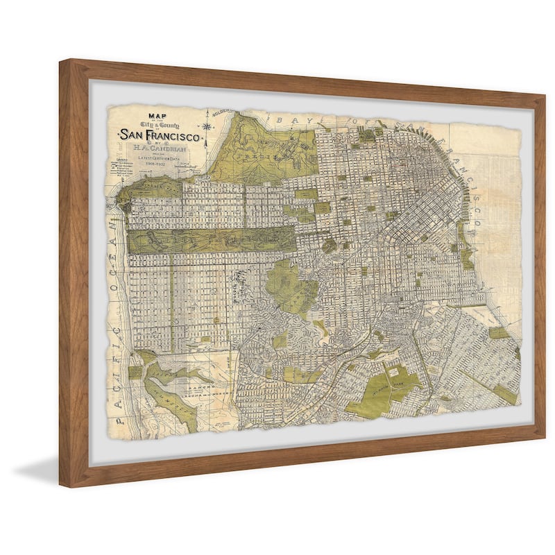 'Vintage San Francisco Map' Framed Painting Print