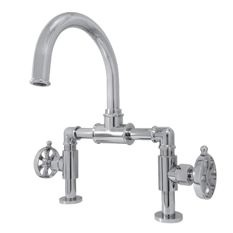Kingston Brass Belknap 1.2 GPM Deck Mounted Bridge Bathroom Faucet - Polished Chrome