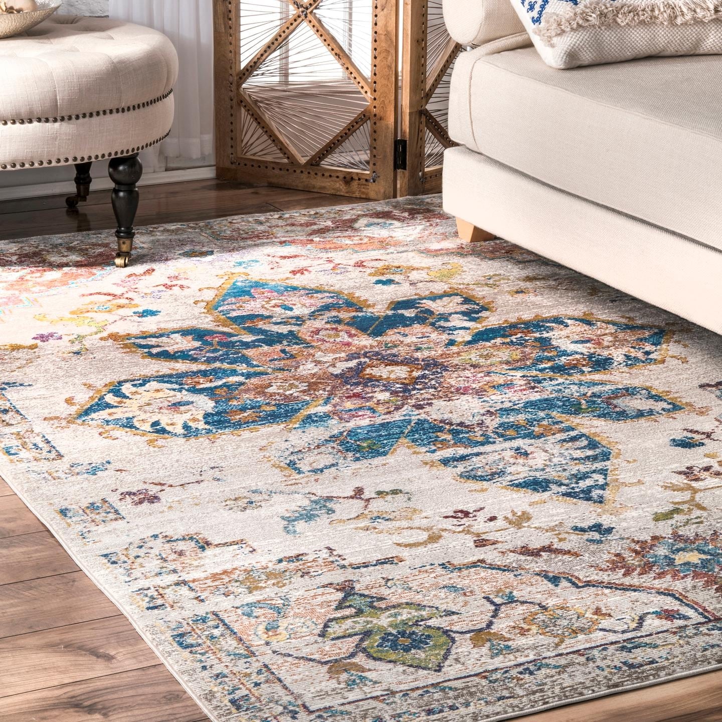 Nuloom Transitional Vibrant Snowflake Medallion Floral Area Rug