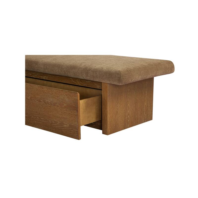 Title: NADAAL STUDIOS Nadaal Orielle Storage Bench, Linen‑Blend Chenille Seat with Oak Veneer Base Oat