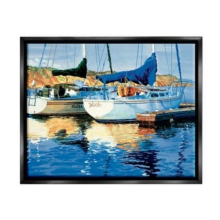 Stupell Boats at Marina Dock Framed Floater Canvas Wall Art Design by ...