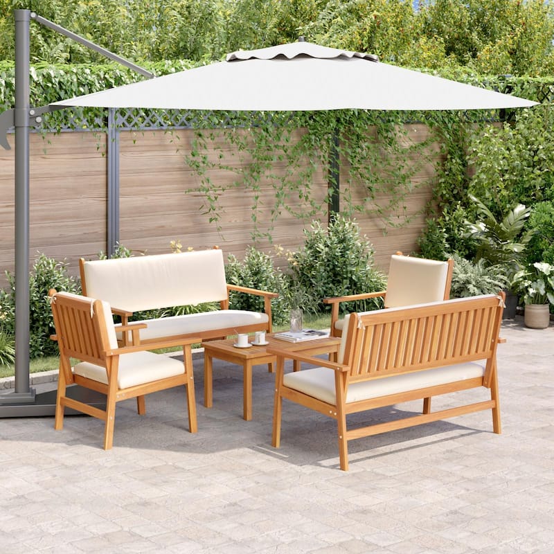vidaXL 3/4/5/6 Piece Garden Sofa/Dining/Bistro Set with Cushions Solid Wood Acacia - Cream White form-2