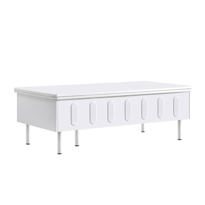 Lift Top Coffee Table with Two Drawers Foldable Top and Hidden Storage Compartment for Living Room Use