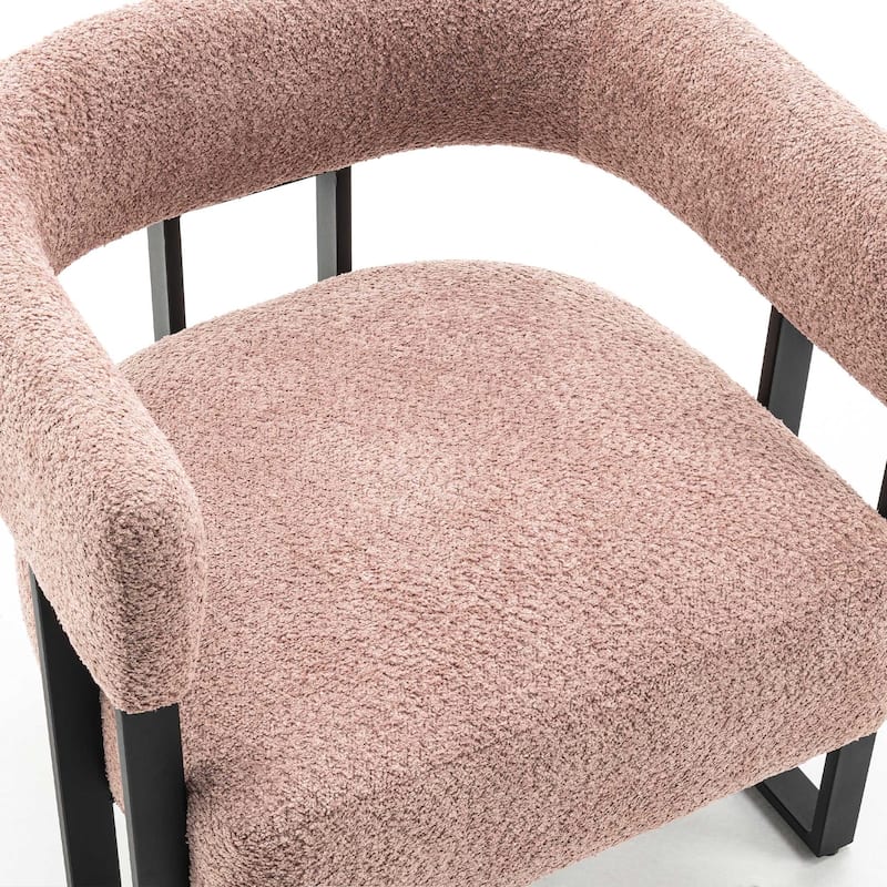 Upholstered Teddy Velvet Single Accent Chair Modern Corner Padded Boucle Armchair for Living Room Bedroom Lounge