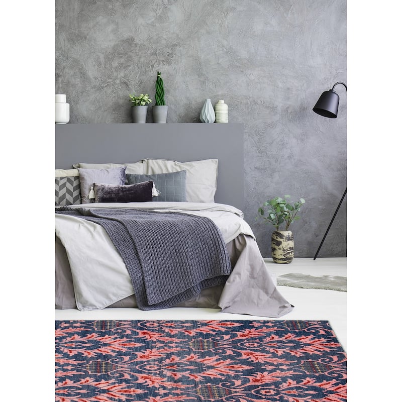 ECARPETGALLERY Hand-knotted Mystique Navy Wool Rug - 6' 6" x 9' 8"