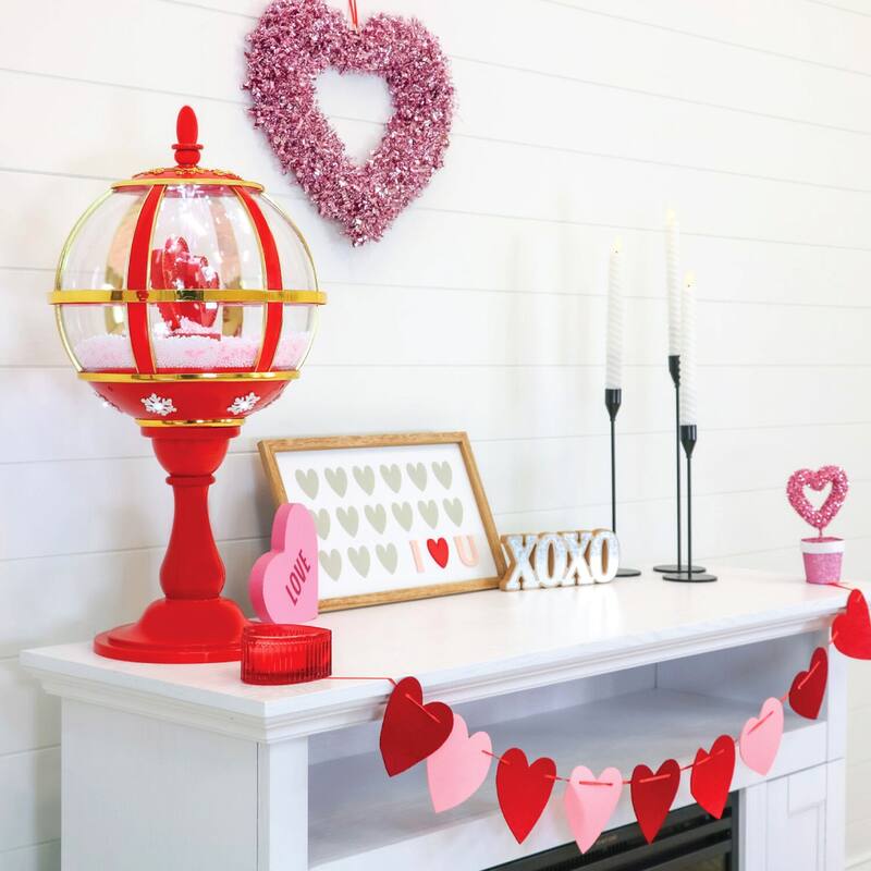 Fraser Hill Farm 23-In. Musical Snowy Tabletop Valentine's Day Lantern