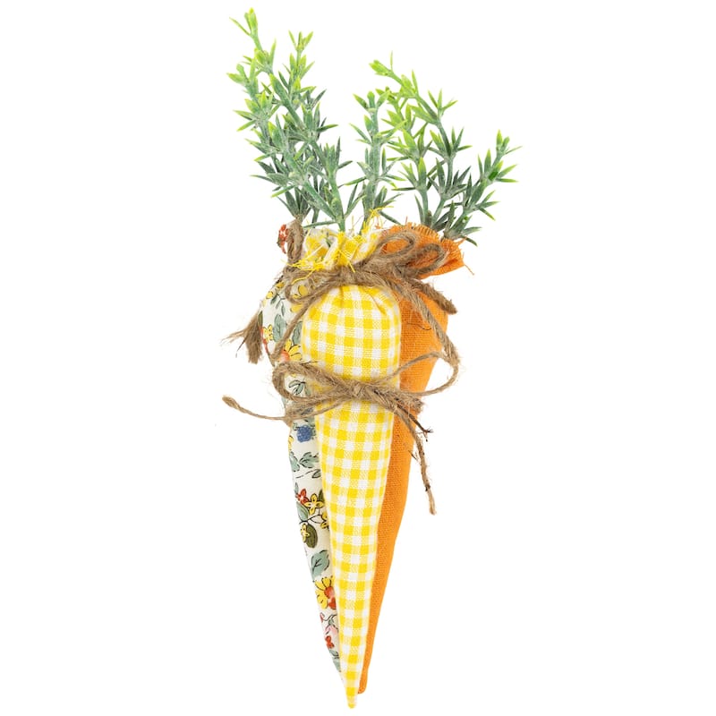 Fabric Carrot Easter Decorations - 9" - Orange and Yellow - Set of 3