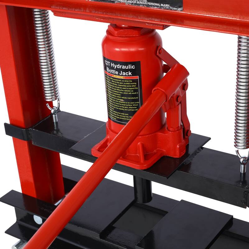 Hydraulic Shop Press ,12-Ton Capacity , Floor Mount ,with Press Plates, H-Frame Garage Floor Press, Adjustable Working Height