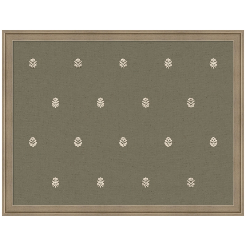 Kate and Laurel Pinboard Green Botanical Block Print - 26x20 - Florence Light Brown