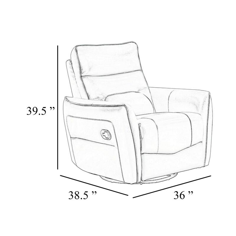 Temy Swivel Glider Manual Reclining Chair, Dark Blue Top Grain Leather