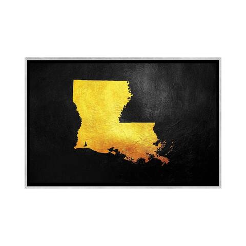 iCanvas "Louisiana Gold Map" by Adrian Baldovino Framed