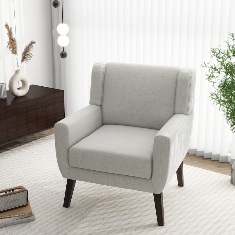 Modern Upholstered Linen Armchair Accent Chair