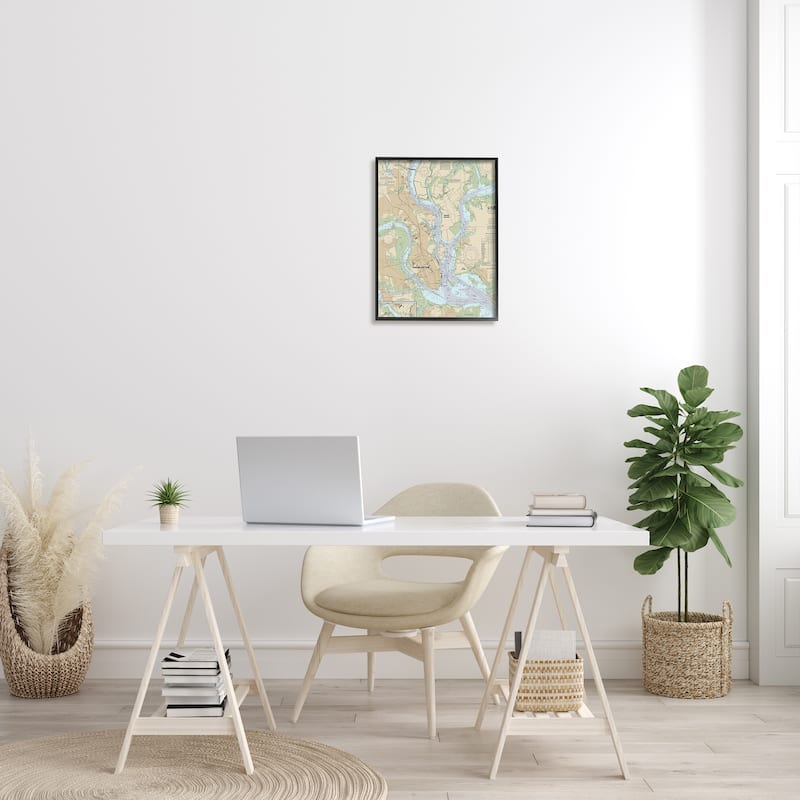Stupell Charleston South Carolina Nautical Map Daniel Island Framed Wall Art