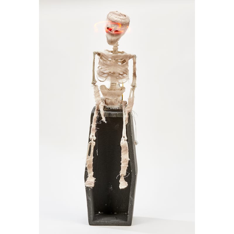 28" Animated Squirming Mummy on Coffin