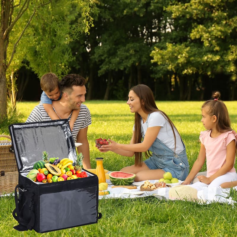 48L Food Delivery Insulated Bag Catering Thermal Bag Pizza Take-away Bag Black