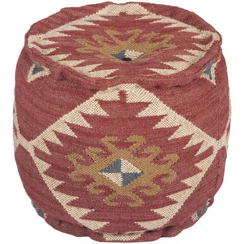 HERAT ORIENTAL Handmade Wool & Jute Upholstered Pouf