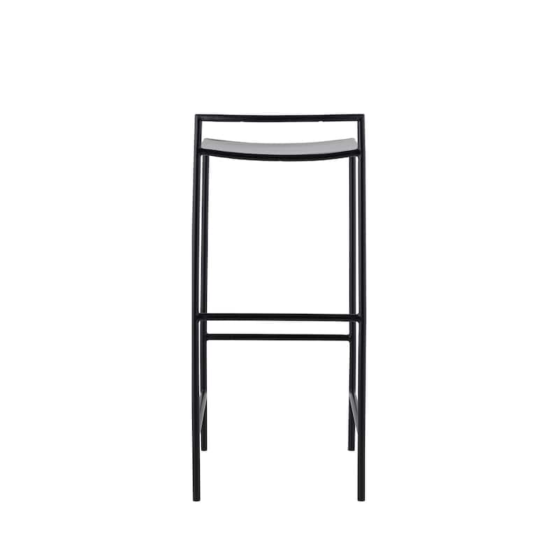 Bali 30" Coastal Contemporary Iron Saddle-Seat Low-Back Bar Stool with Foot Rest, by JONATHAN Y - 33"