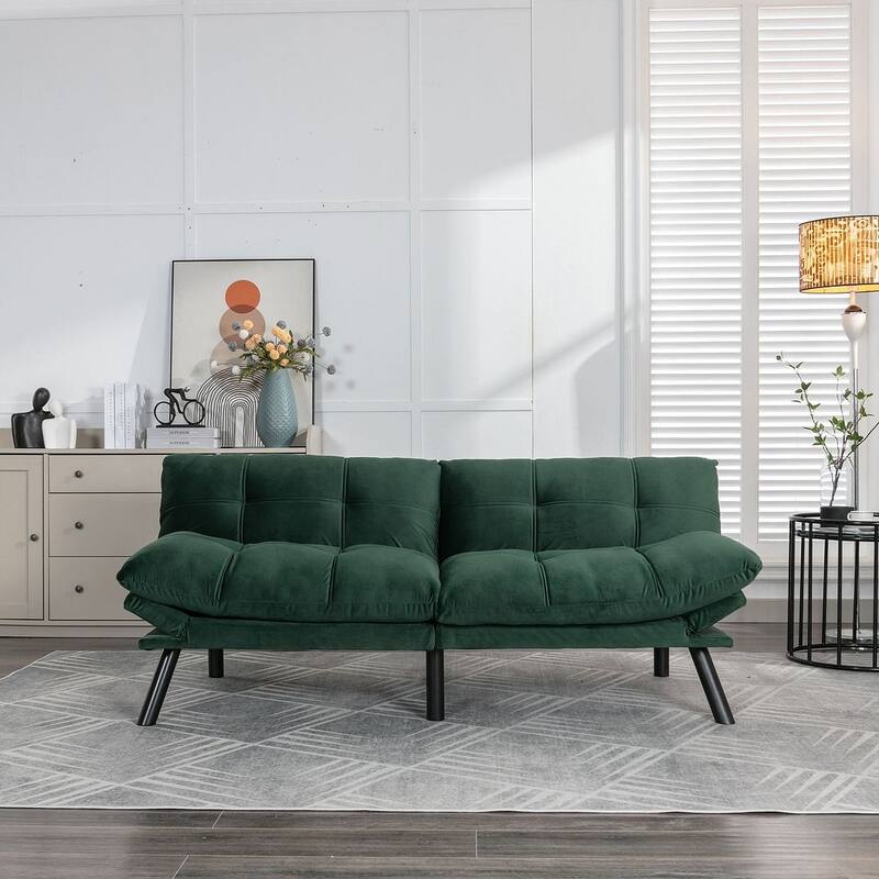 Modern Upholstered 2-Seater Sofa Bed with Adjustable Backrest and Armrests - 70:l -  Emerald