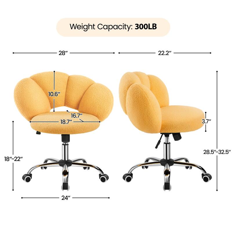 Yaheetech Upholstered Desk Chair Rolling Computer Chair with Cloud-shaped Backrest
